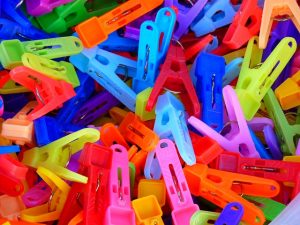 Colourful Clothes pegs- Laundry is one way to teach household chores